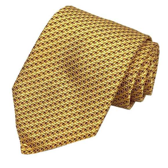 Hermes HERMES tie yellow geometric pattern 100% silk men's